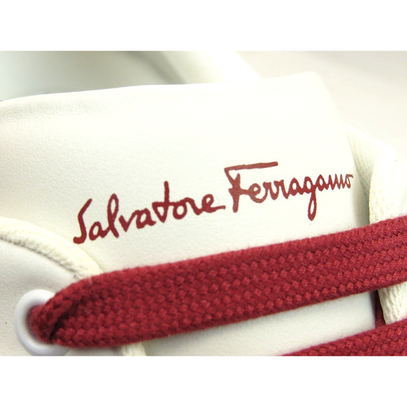 $795 FERRAGAMO MANHATTAN WHITE LEATHER RED GANCINI LOGO SNEAKERS 11 M ITALY main image 12